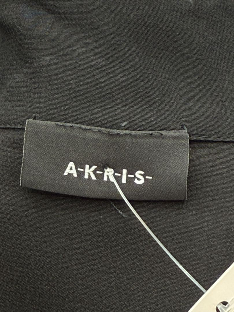 Akris Black Silk Blouse with Beaded Trim – Size US 10
