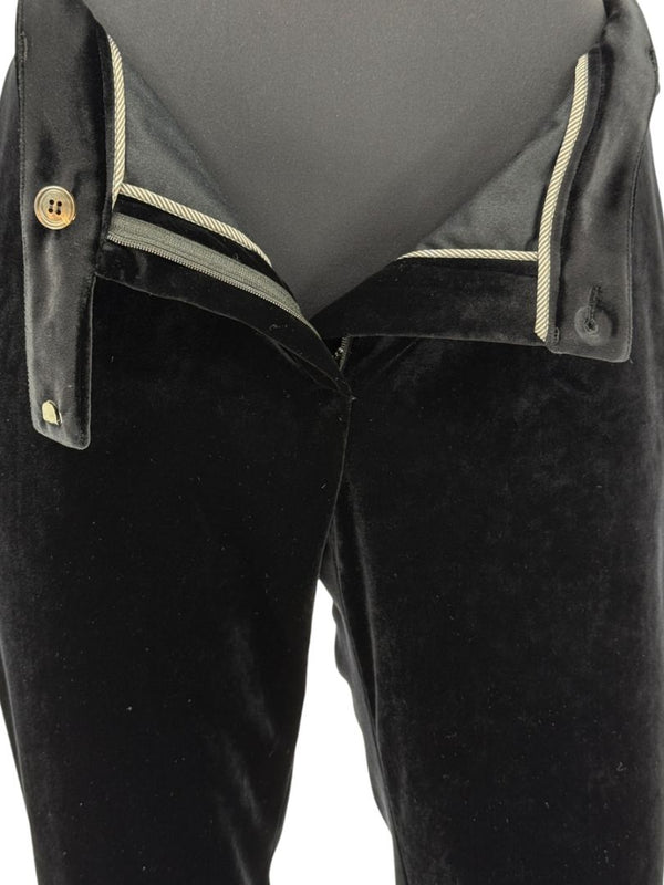 Brunello Cucinelli Black Velvet Side-Zip Ankle Pants - Size IT 46 / US 10