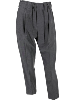 Brunello Cucinelli Monili Trim Charcoal Wool Pleated Tapered Pants - Size IT 42 / US 6