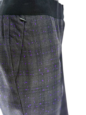 Akris Punto Grey Wool Suit with Purple Fleck Detailing – Size US 10