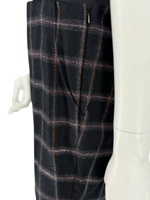 Pamella Roland Black & Gray Windowpane Plaid Pantsuit – Large