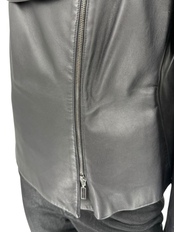 Armani Collezioni Black Leather Sculpted Jacket – Size 12