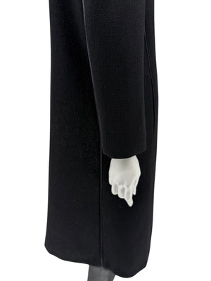 Pamella Roland Black Longline Coat Piped Trim Open Front Designer Outerwear Fits L