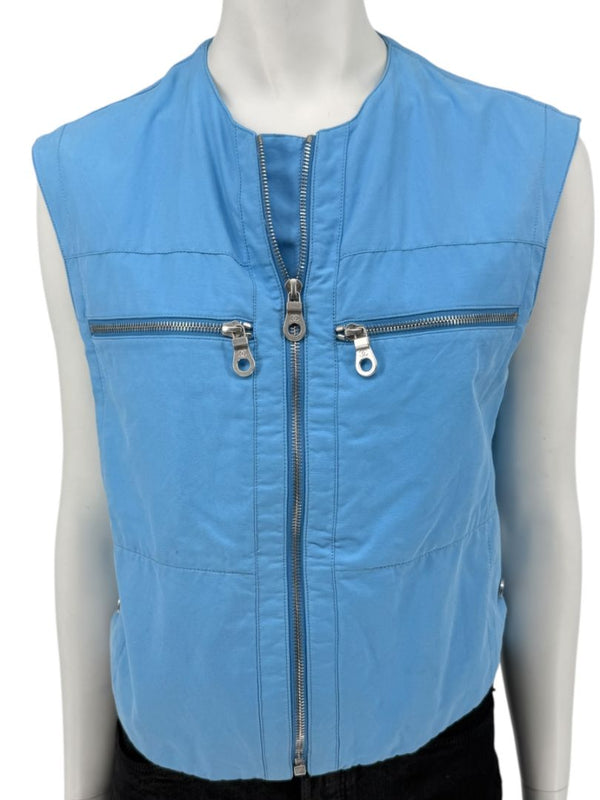 Chanel Blue “Identification” Zip-Front Utility Vest – Size 42