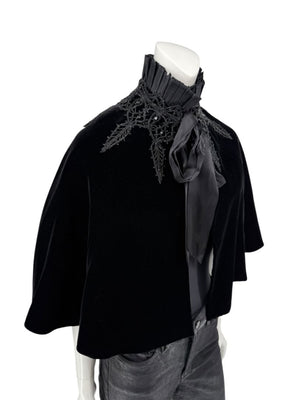 Ralph Lauren Black Velvet & Silk-Trim Cape – Size XS/S- NWT