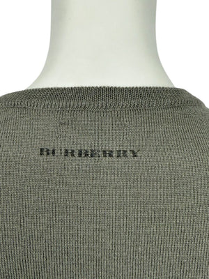 Burberry London Sage Green Merino Wool Military Sweater – Mens Size S