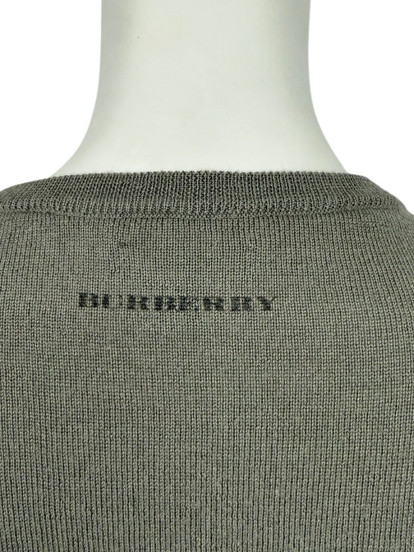 Burberry London Sage Green Merino Wool Military Sweater – Mens Size S