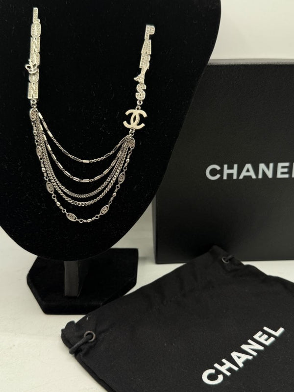 Chanel Crystal CC London–Paris Multi-Strand Chain Brooch – Silver Tone (Fall 2008)
