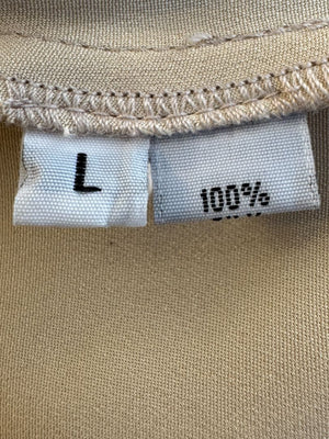 Peter Cohen Ivory Silk Button-Front Blouse with Soft Notched Collar – Size L