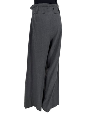 Armani Collezioni Gray High-Waisted Belted Wide-Leg Trousers – Size 10