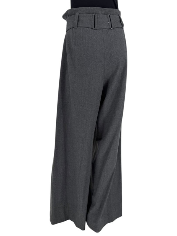 Armani Collezioni Gray High-Waisted Belted Wide-Leg Trousers – Size 10