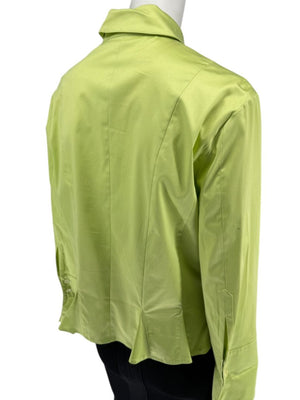Escada Lime Green Cotton Blend Tailored Blouse – Size 42