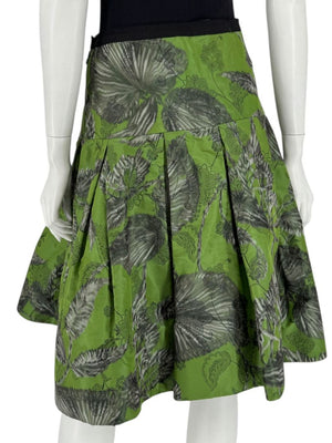 Oscar de la Renta Green Floral Silk Skirt – Fall 2008 - Size 16