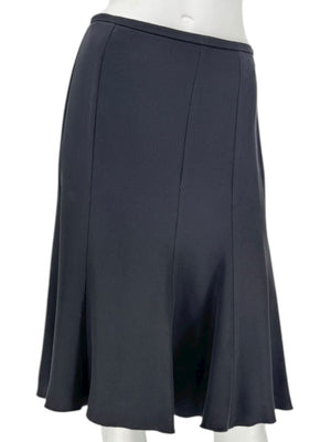 Armani Collezioni Black Acetate–Silk Flared Midi Skirt – Size 12 (IT 48)