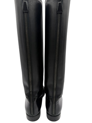 Chanel CC Captoe Black Leather Riding Boots – Size 36.5