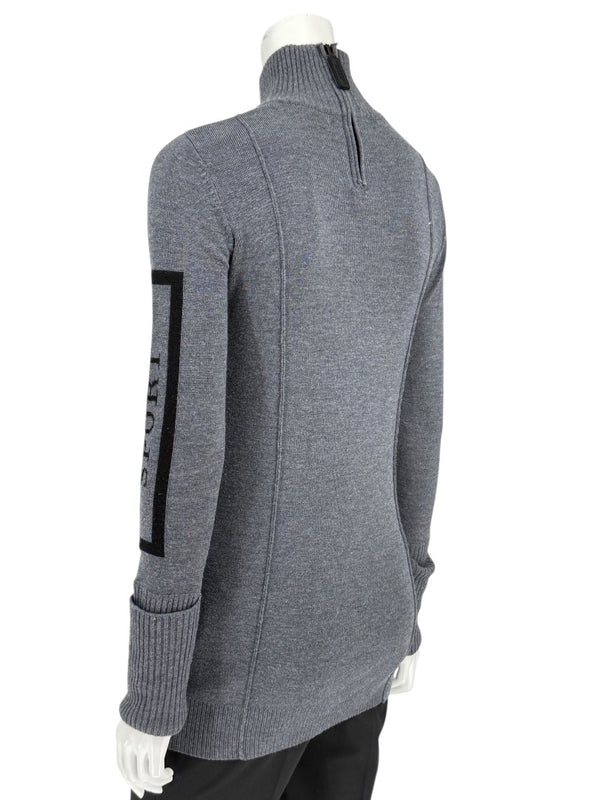 Burberry Sport Grey Wool Zip-Detail Turtleneck Sweater – Size: XS