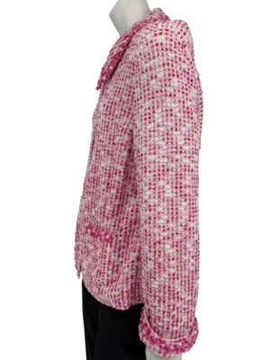 Escada Pink & Ivory Textured Button-Front Jacket – Size 46