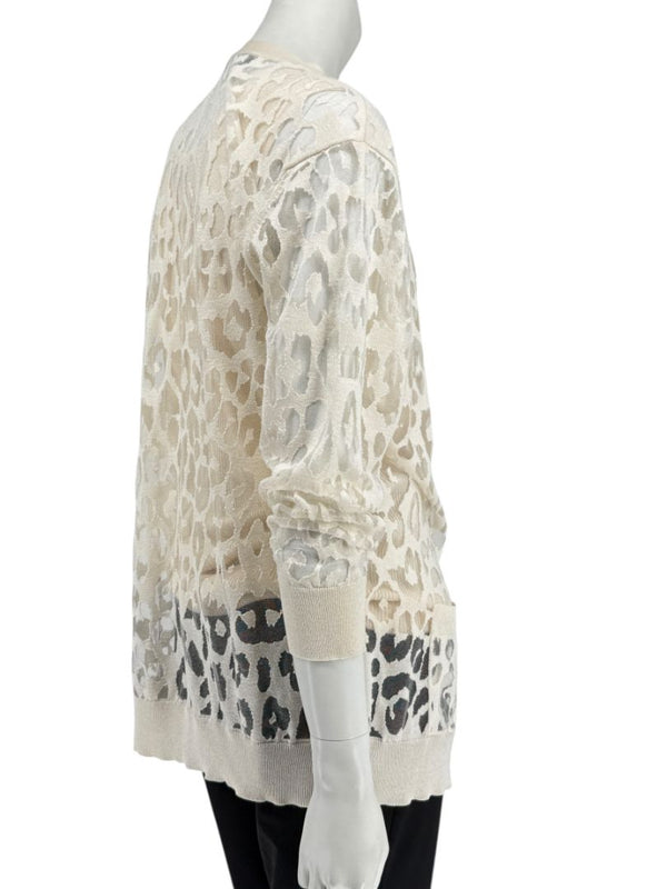 Magaschoni Ribbed Tank & Mesh Leopard Cardigan Twin Set – Size XL