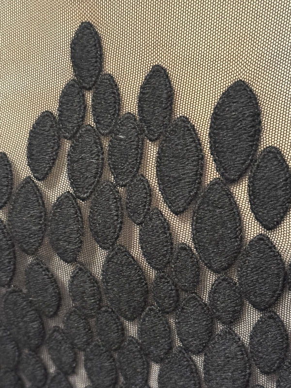 Lida Baday Black Sheer Mesh Embroidered Long Sleeve Top – Size XS