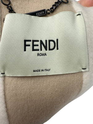 Fendi Cashmere Coat with Struoed Faux Fox Fur Sleeves - Size 38
