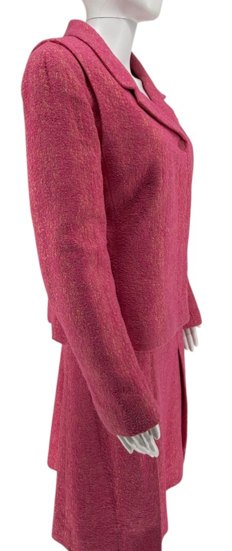 Chanel Pink and Gold Lurex Skirt Suit, Cruise 2001 - Size 44