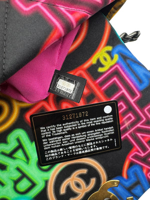 Chanel 19 Flap Bag Quilted Graffiti Print Fabric - Medium
