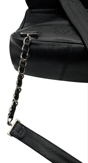 Chanel 1996-1997 Black Caviar Triple CC Backpack - Silver Hardware *RARE*