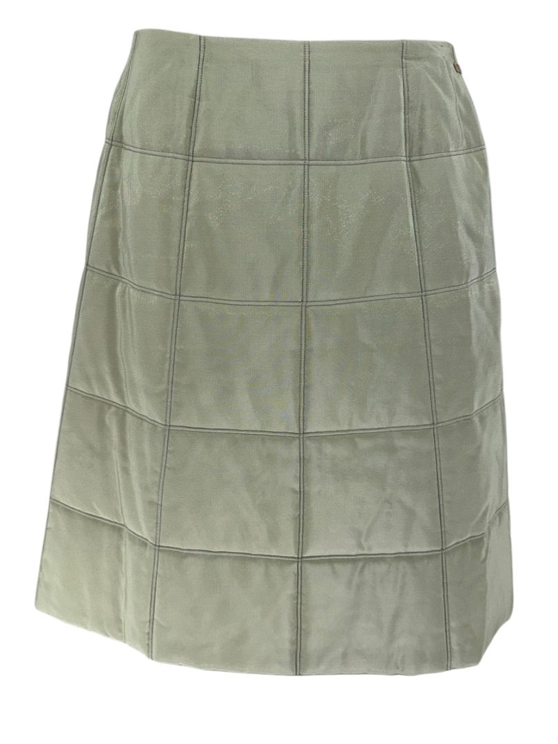Chanel Identification 00's Quilted Pistachio Green Skirt - Size 42