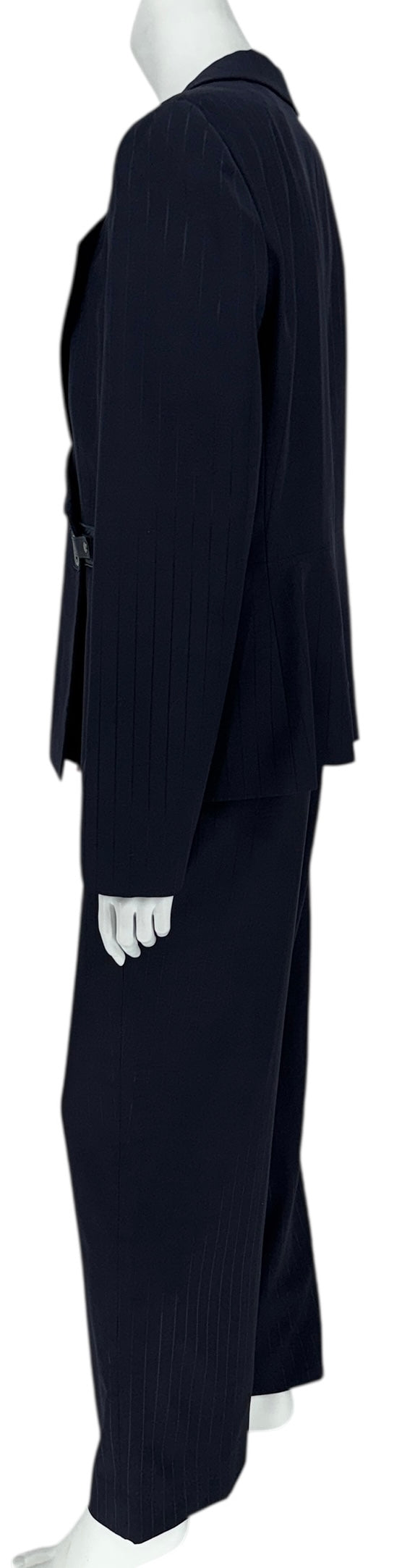 Armani Collezioni Navy Pinstripe Wrap Pantsuit – Made in Italy – Size 14