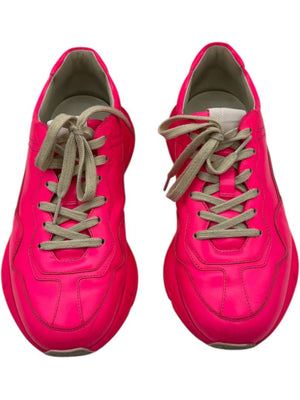 Gucci Rhyton Neon Pink Leather Low-Top Sneakers – Size 39