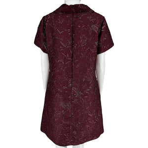 Pamella Roland -Wine Brocade Metallic Floral Dress & Coat Set - Size 8/10