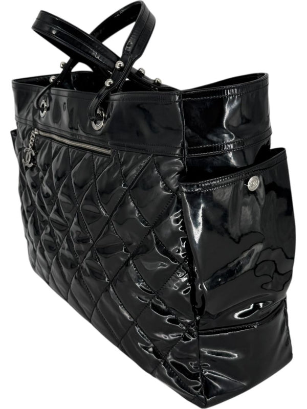 Chanel Paris-Biarritz XL Tote in Black Patent Vinyl