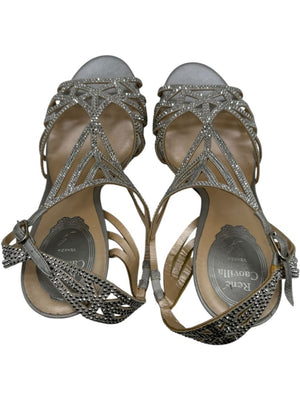 René Caovilla Silver Crystal-Embellished Sandals – Size 39 - BNIB