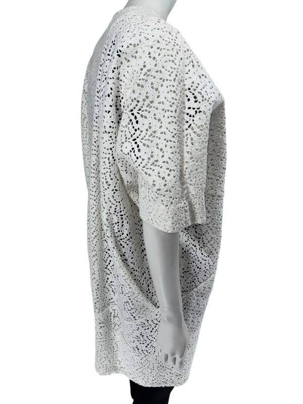 Maria Cornejo White Cotton Eyelet Cocoon Coat – Size 6