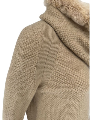 Loro Piana Camel Baby Cashmere Tunic Sweater with Chinchilla Trim – Size IT 44