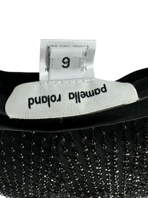 Pamella Roland Black Sequin Beaded Tuxedo Suit – Size 6