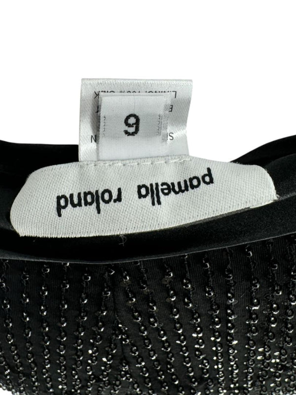 Pamella Roland Black Sequin Beaded Tuxedo Suit – Size 6