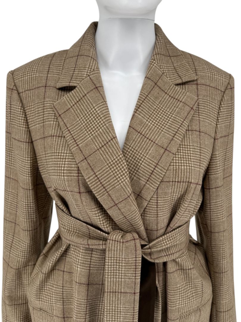 Kiton Wool-Cashmere Plaid Belted Blazer & Drawstring Trousers – Size IT 44