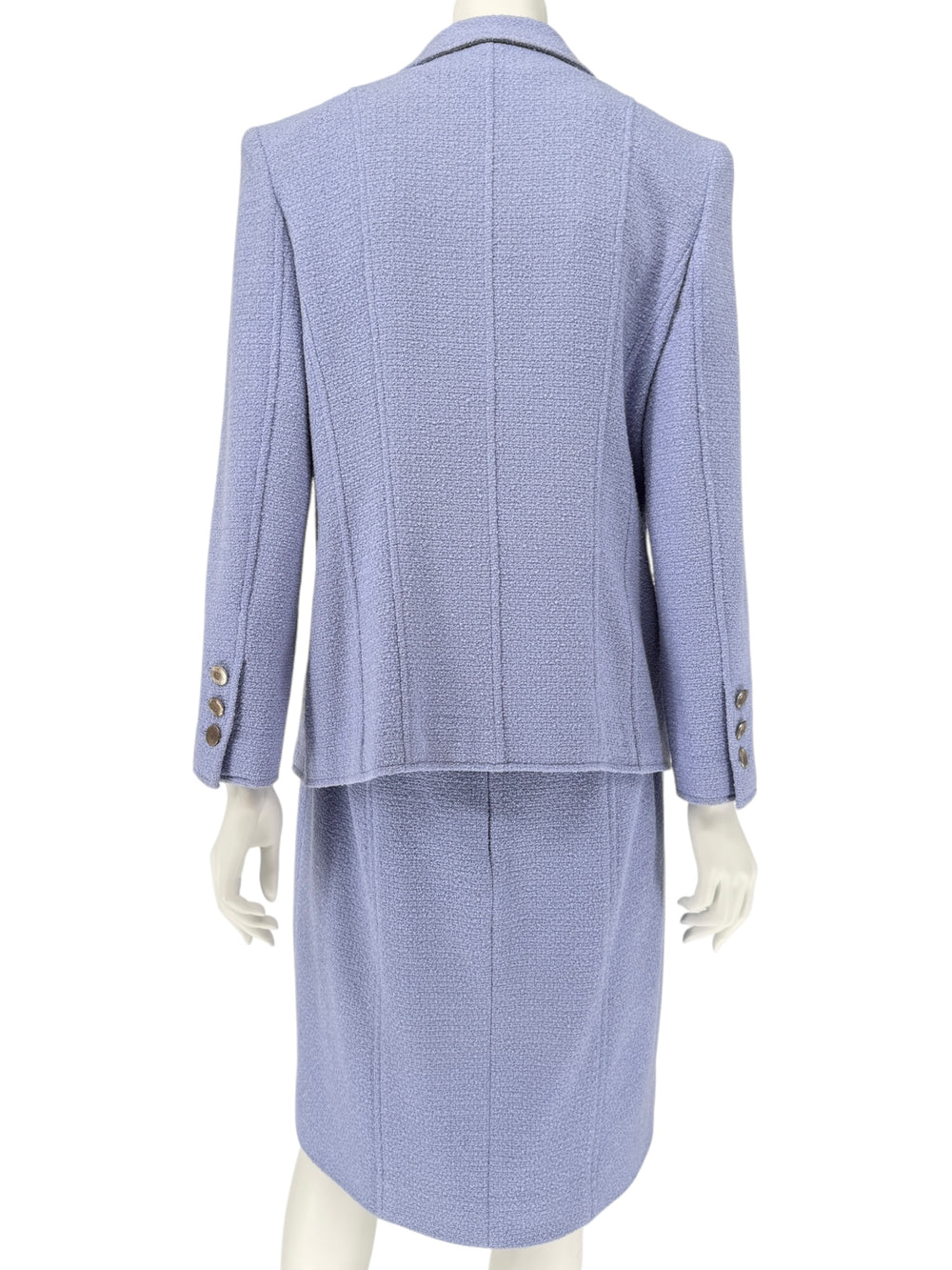Fall 1998 Chanel Boutique Periwinkle Tweed Skirt Suit – Size FR 46