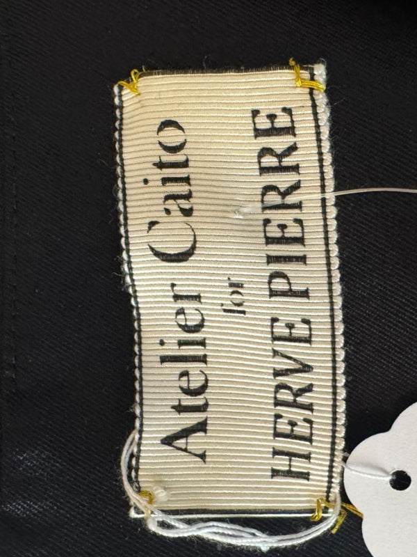 Atelier Caito for Herve Pierre Black Beaded Yoke Draped Dress – Size 12