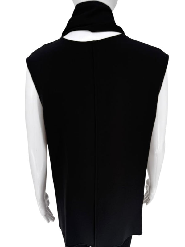 Adam Lippes Black Sleeveless Draped Collar Top – Size 12