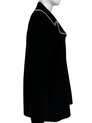 Theory Black Wool-Cashmere Stitch Overlay Coat – Size M