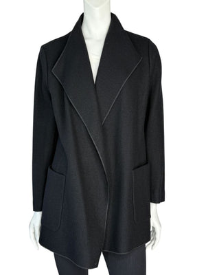 Agnona Black 100% Cashmere Open-Front Coat – Size IT 46 / US 10- NEW