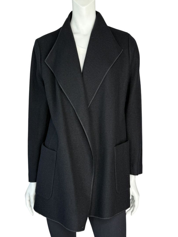 Agnona Black 100% Cashmere Open-Front Coat – Size IT 46 / US 10- NEW