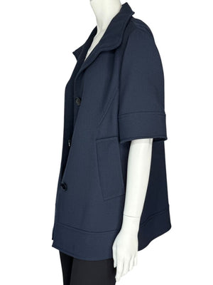 Akris Punto Navy Virgin Wool Short-Sleeve Coat – Size US 8