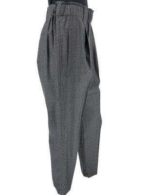 Brunello Cucinelli Monili Trim Charcoal Wool Pleated Tapered Pants - Size IT 42 / US 6