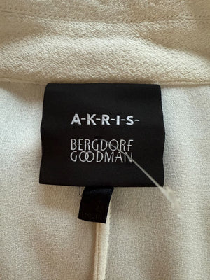 Akris Bergdorf Goodman White Textured Button-Front Blouse – Size 12
