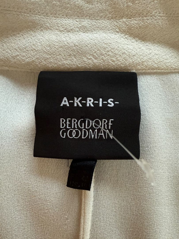 Akris Bergdorf Goodman White Textured Button-Front Blouse – Size 12