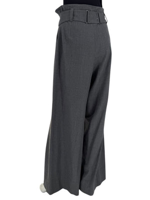 Armani Collezioni Gray High-Waisted Belted Wide-Leg Trousers – Size 10
