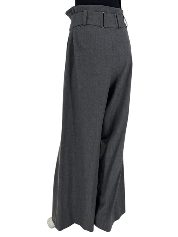Armani Collezioni Gray High-Waisted Belted Wide-Leg Trousers – Size 10